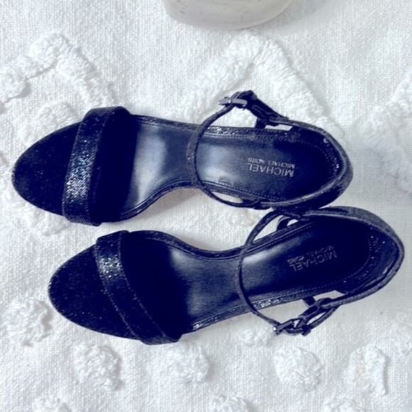 Michael Kors Black Glitter Strappy Kitten Heels size 9.5 - Picture 7 of 10